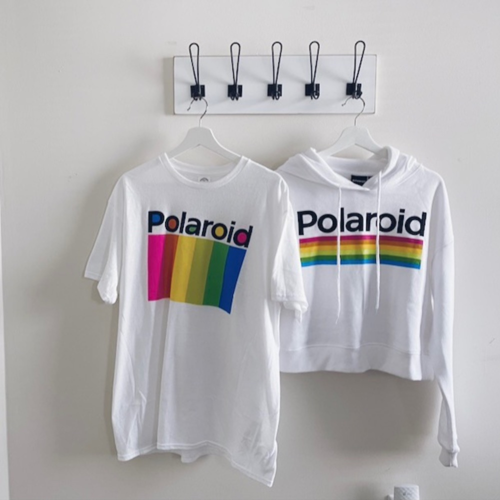 Polaroid T Shirt and Polaroid Cropped Sweatshirt